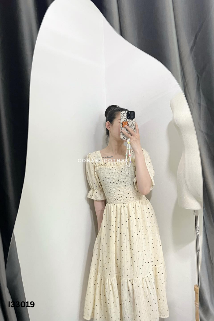 Váy be chấm bi chun ngực