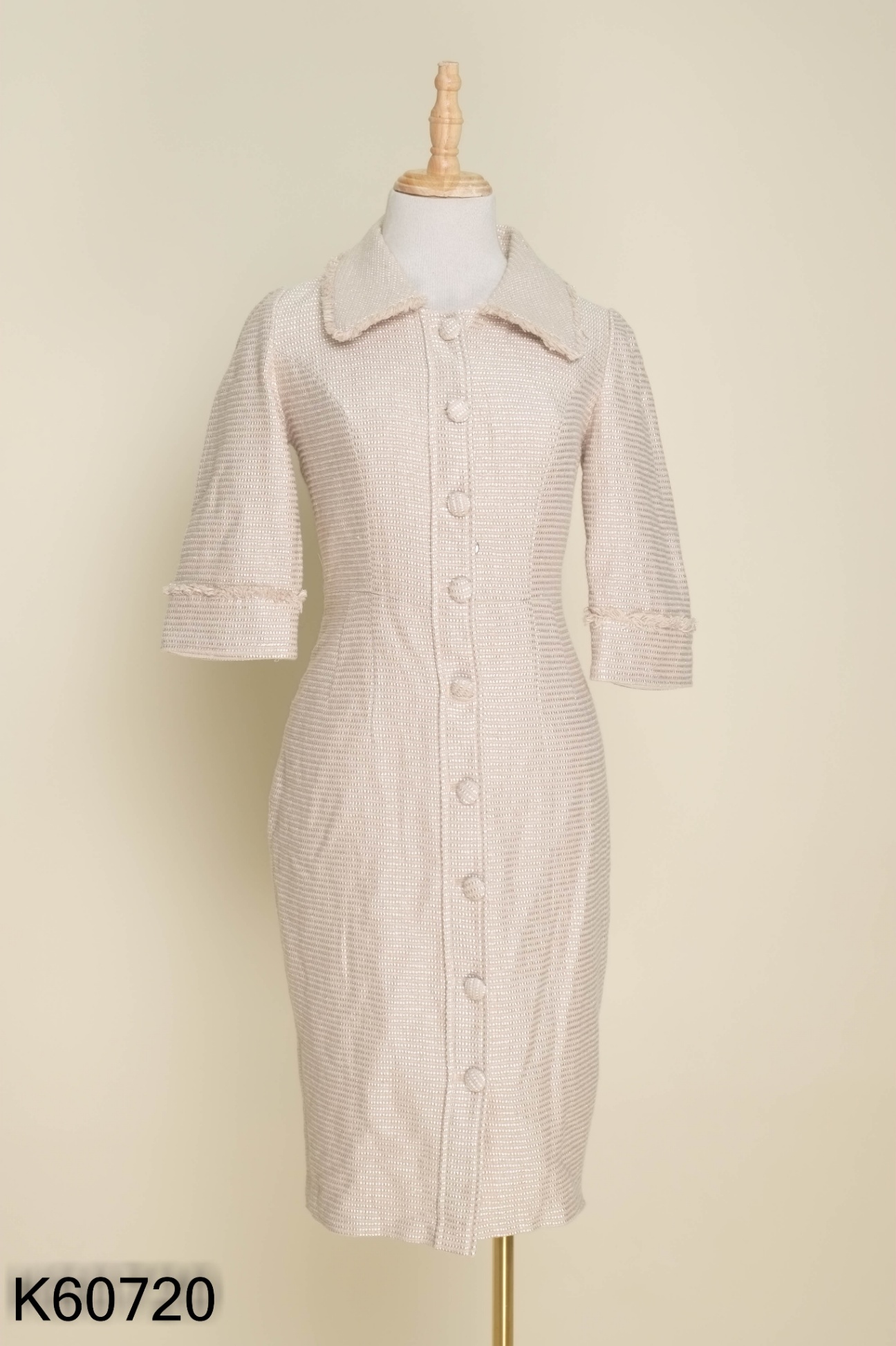 NEWTAG Váy dạ tweed be nâu