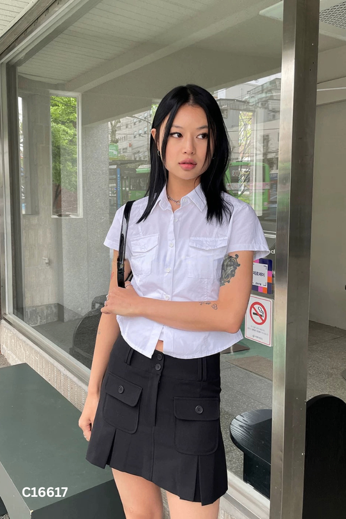 Áo sơ mi trắng 2 túi
