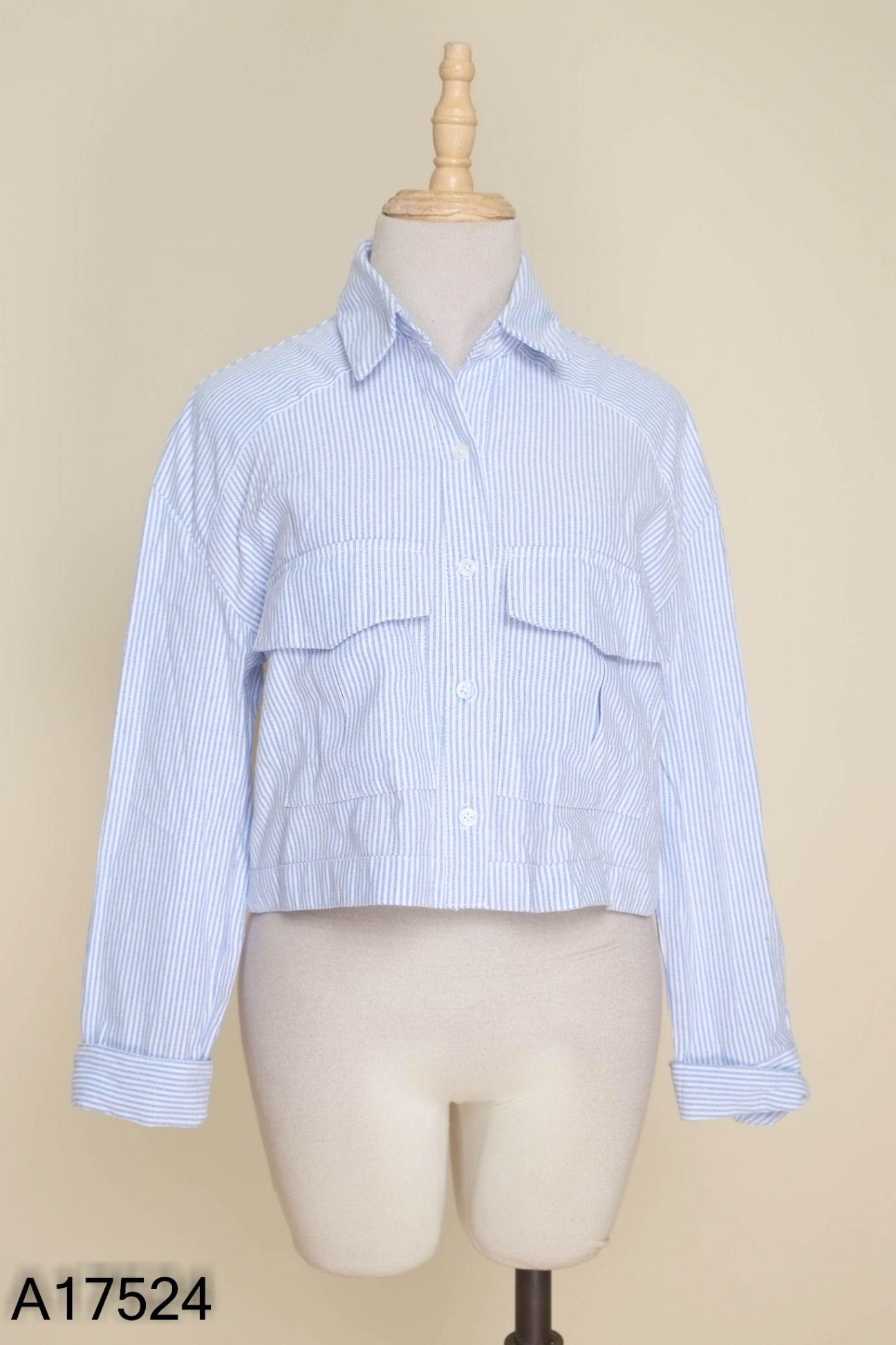 Áo SHEMODA xanh sọc trắng