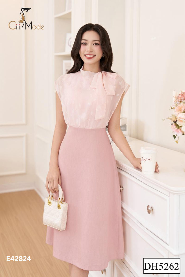 Váy hồng CITI MODA buộc nơ