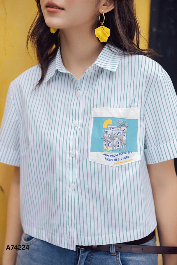 Áo sơ mi ADORE DRESS xanh sọc