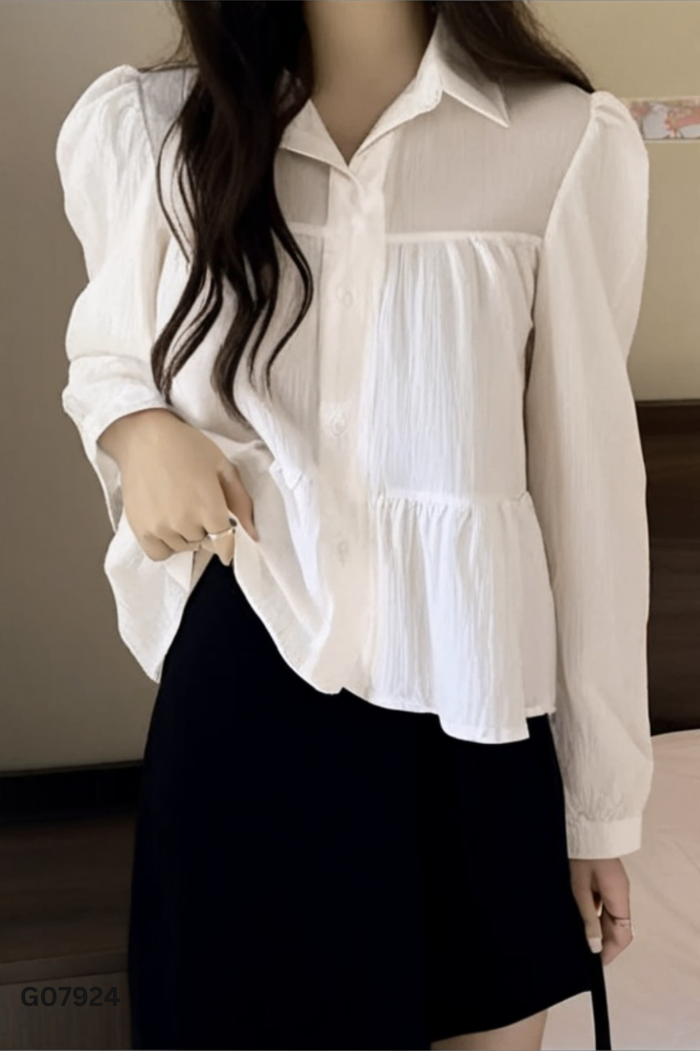 Áo kiểu be trơn