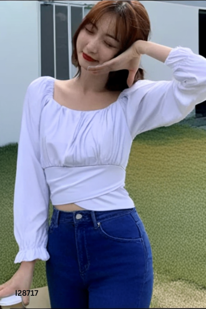 Áo croptop xanh trơn