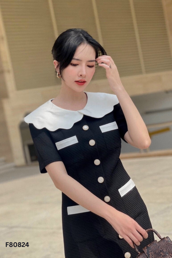 Váy đen phối cổ trắng
