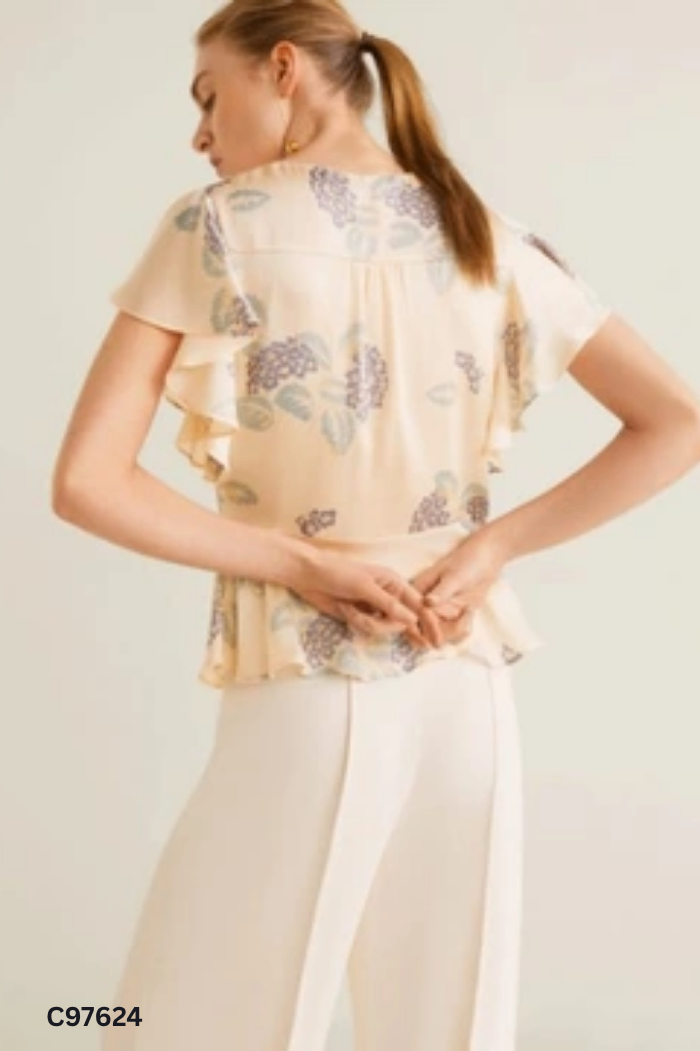 Áo lụa be hoạ tiết hoa