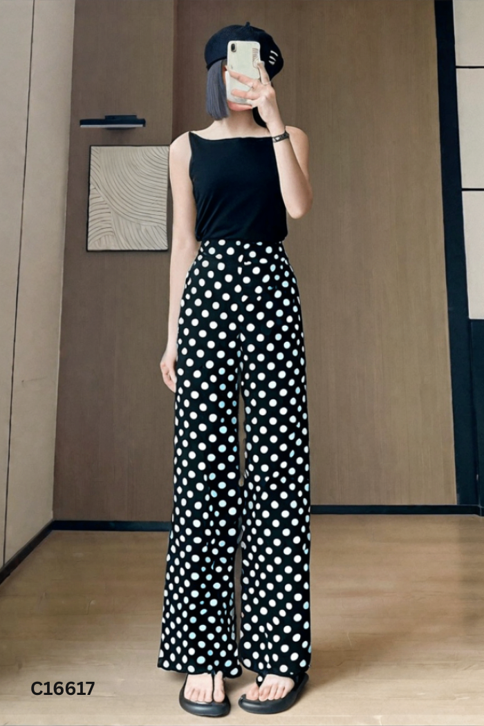 SET Áo 2s đen + quần dài chấm bi