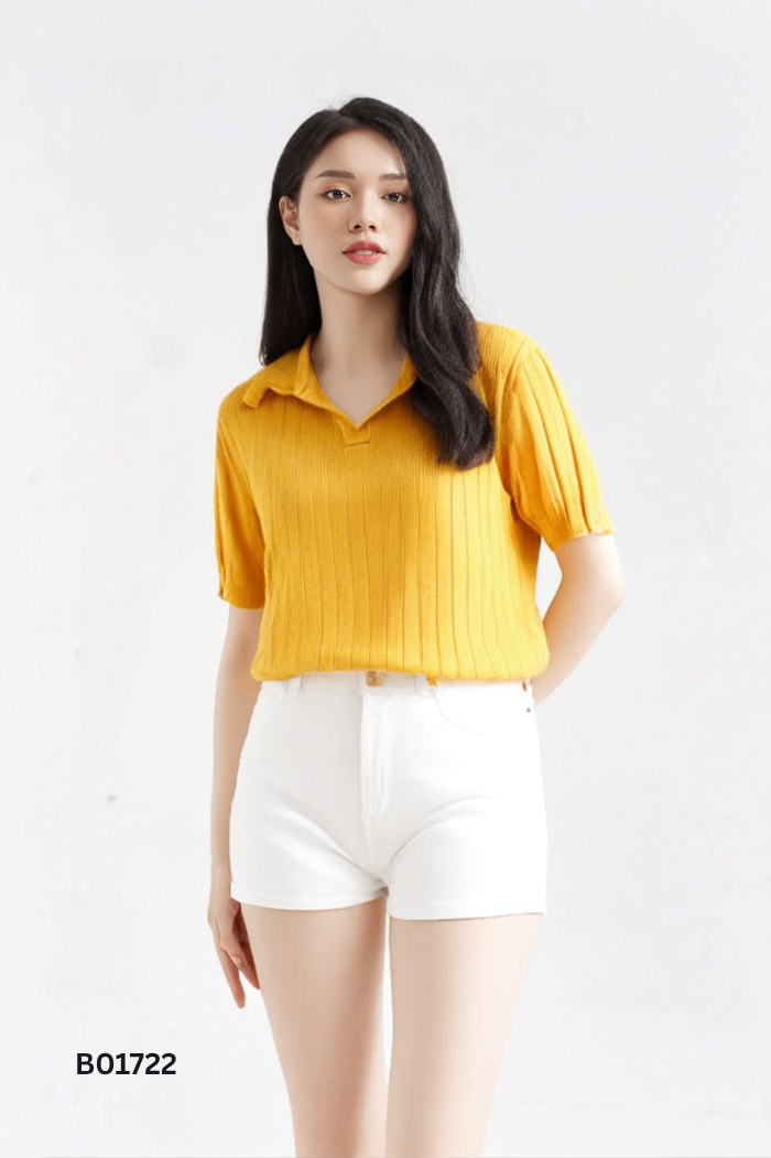 Áo len vàng cổ polo