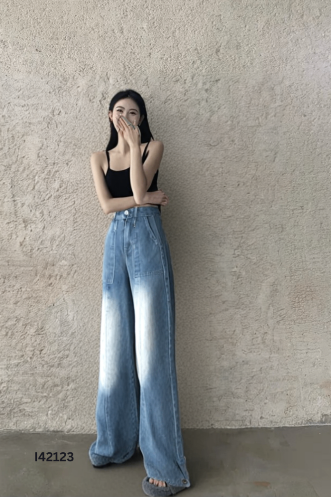NEWTAG Quần jean xanh ống rộng