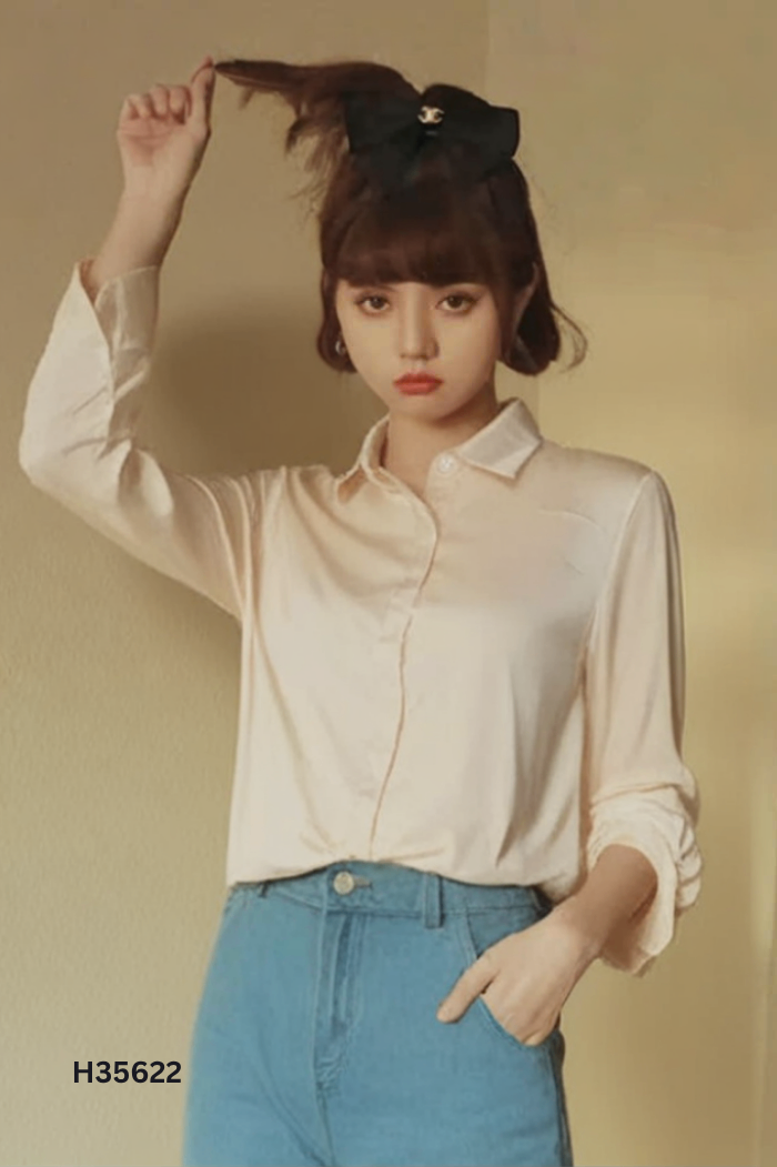 Áo sơ mi lụa be