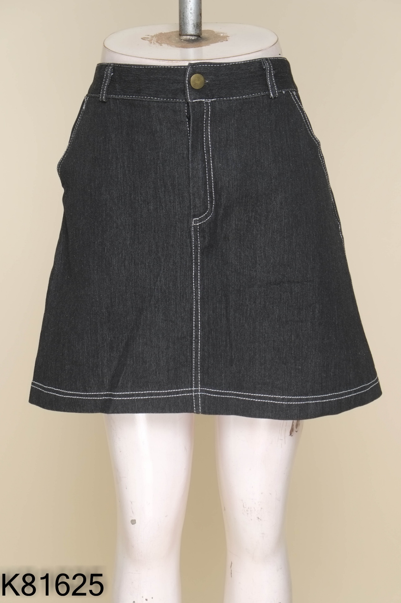 Chân váy jeans LYRA xám viền chỉ
