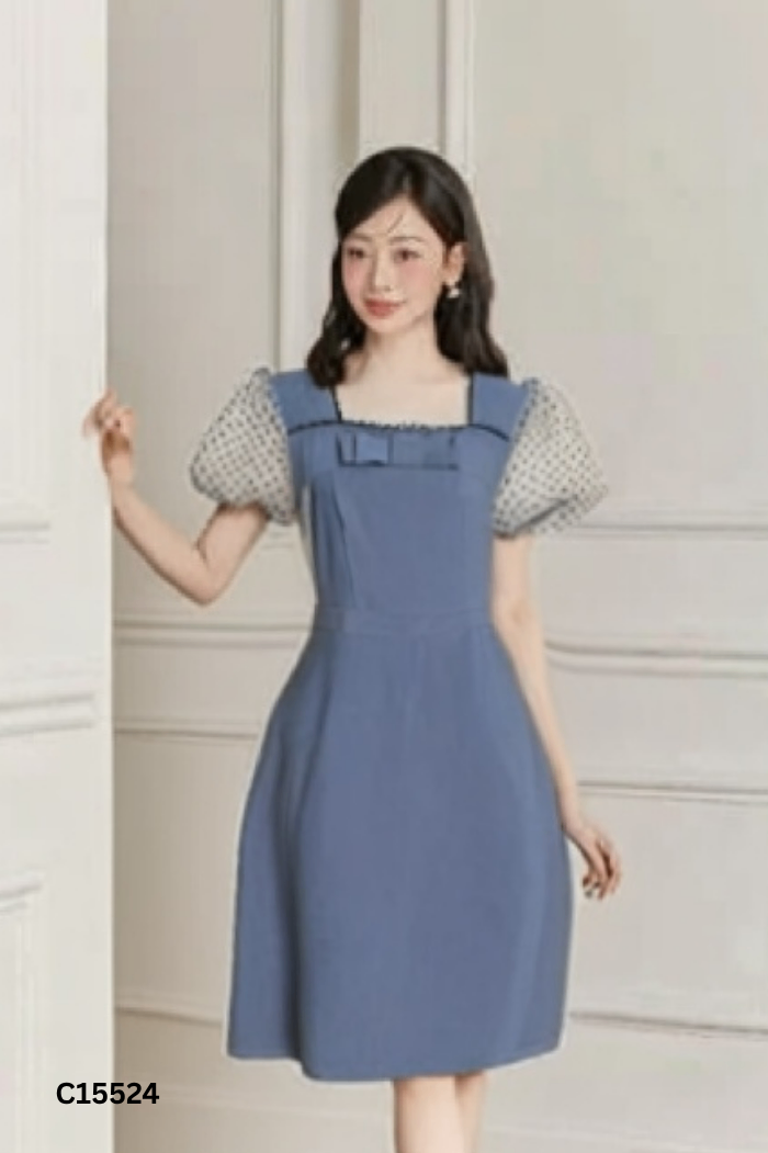Váy VIVIAN xanh tay lưới