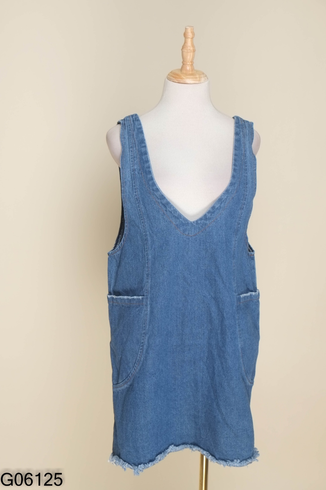 Yếm jean xanh phối túi