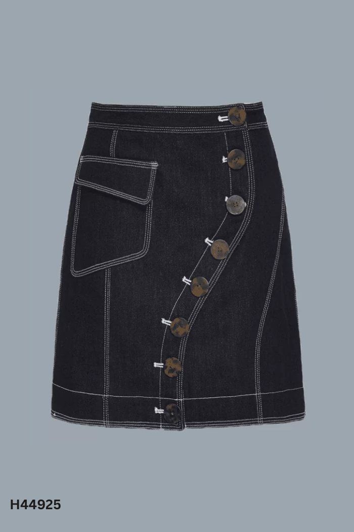 Chân váy LIIN jeans xám viền chỉ