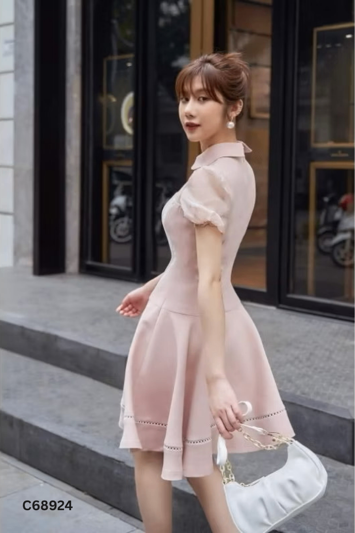 Váy LAVIEM be phối ren trắng