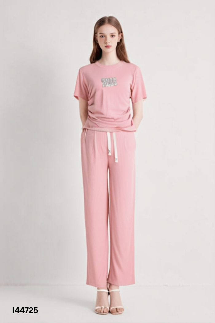 SET thun hồng áo + quần suông