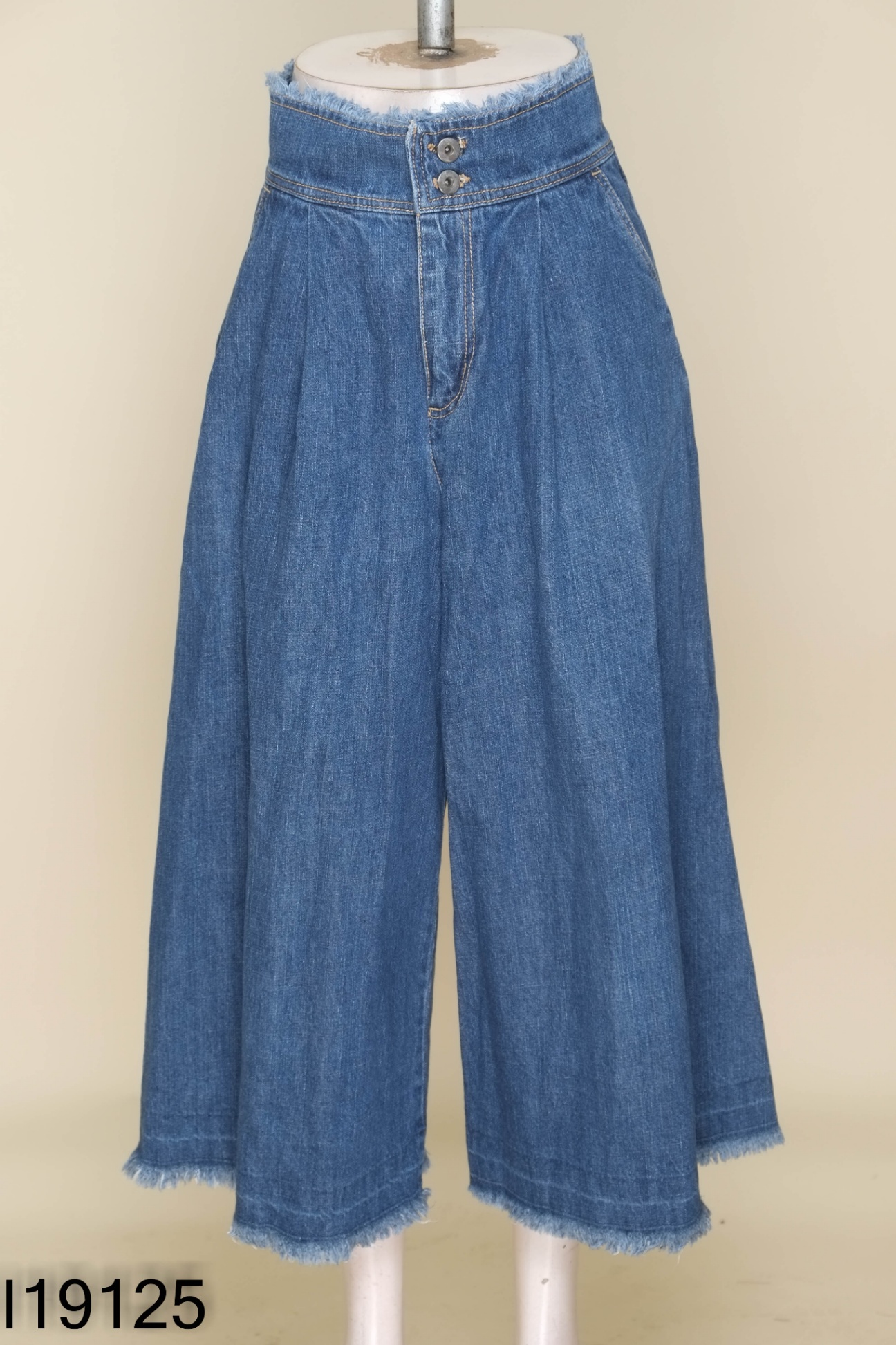 Quần culottes jeans xanh