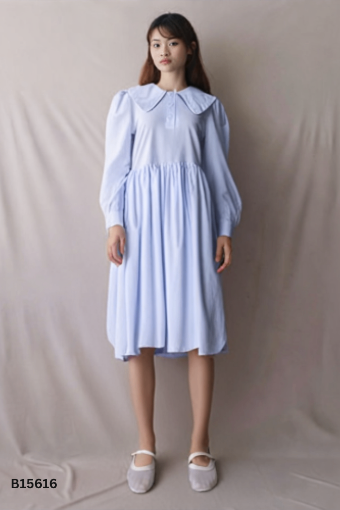 Váy dài babydoll xanh trơn