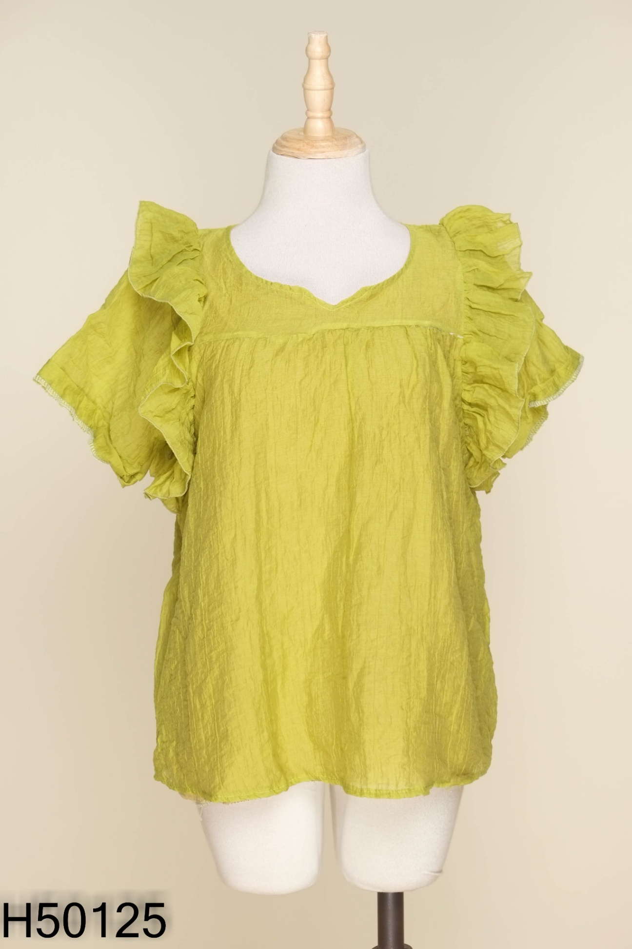 Áo babydoll xanh chuối phối voan