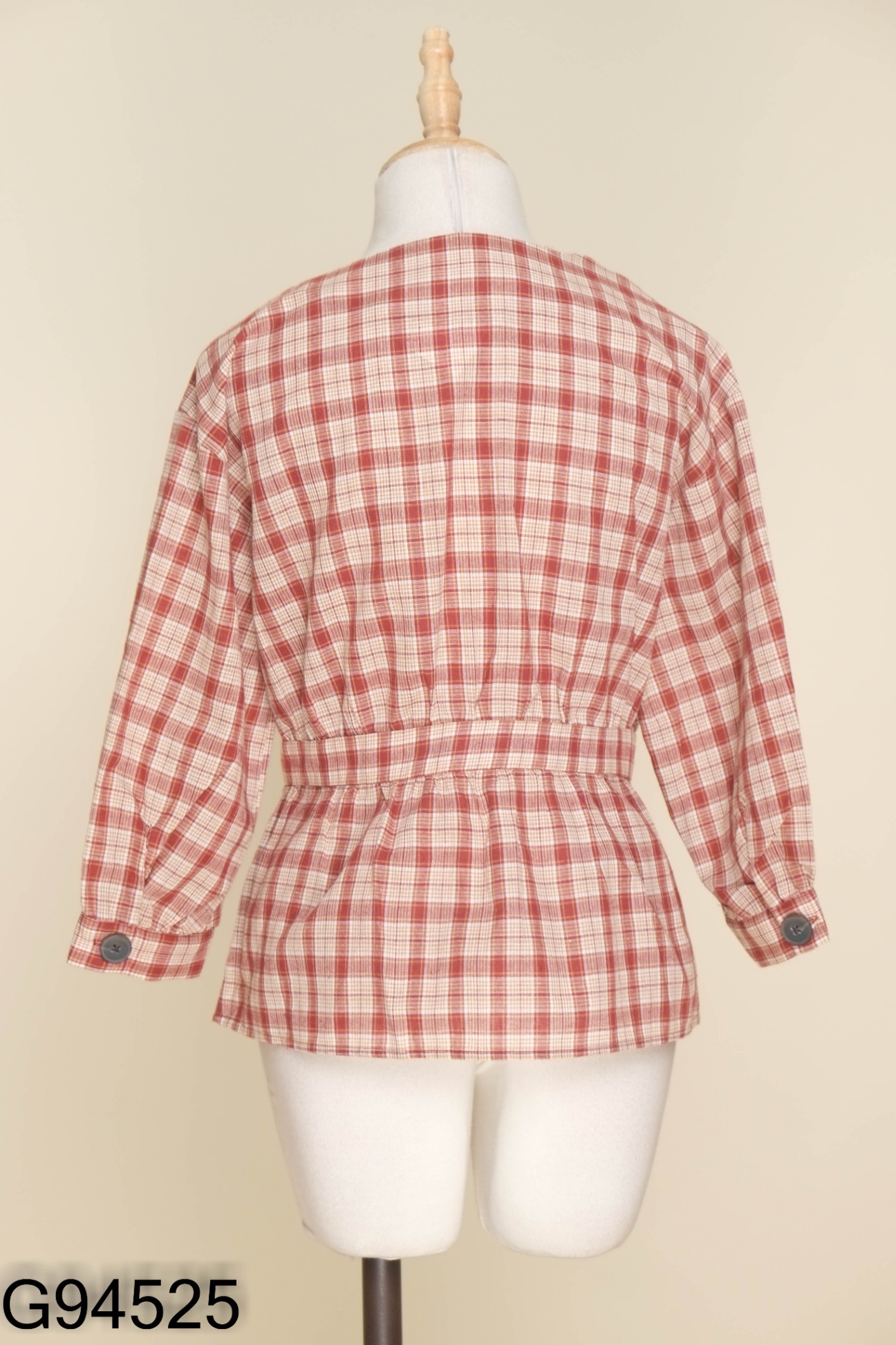 Áo MIXXO đỏ kẻ phối cúc