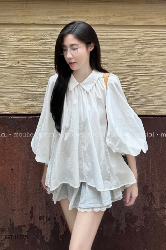 Áo MOULIÉ trắng cổ bẻ