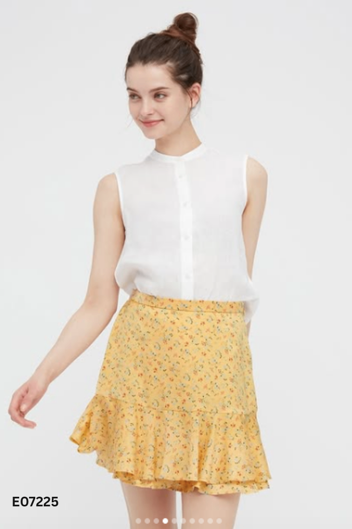 Chân váy UNIQLO vàng hoa đuôi cá