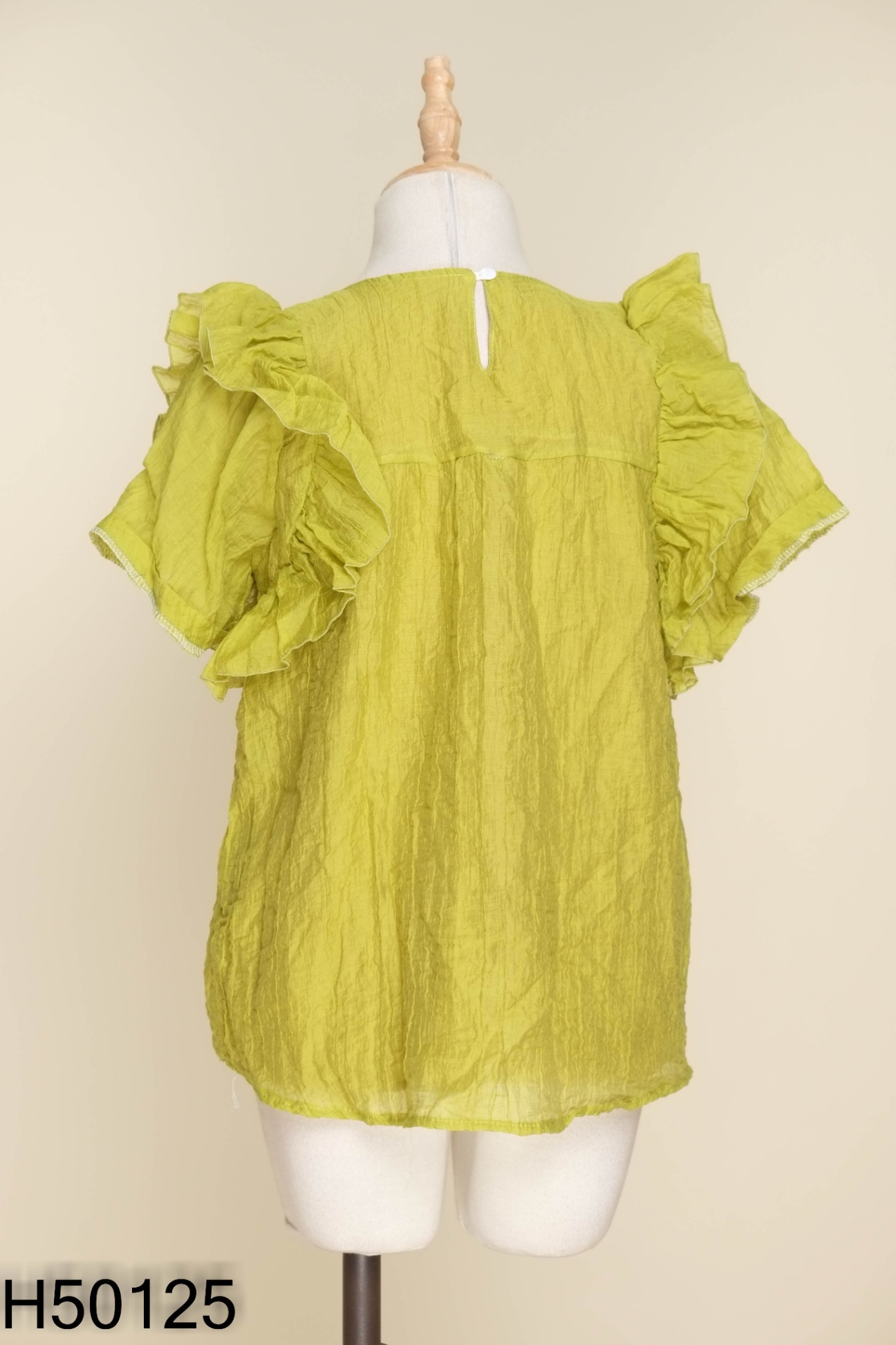 Áo babydoll xanh chuối phối voan