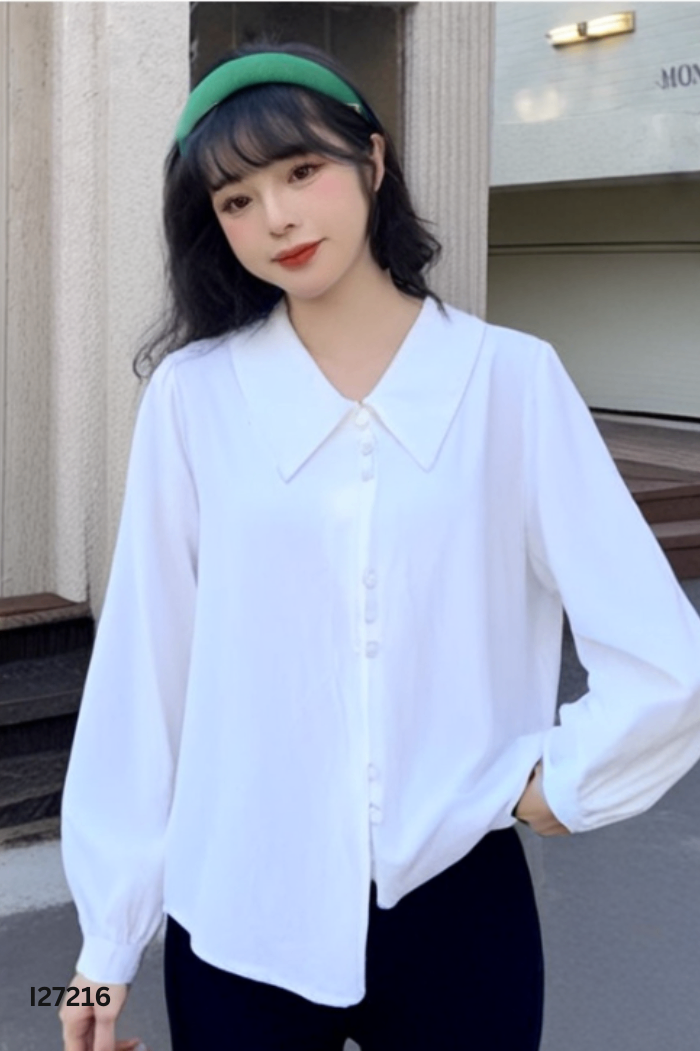 Áo sơ mi trắng cúc cụm