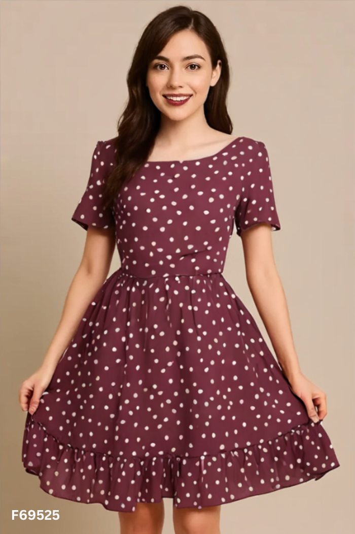 Váy tím ELISE chấm bi