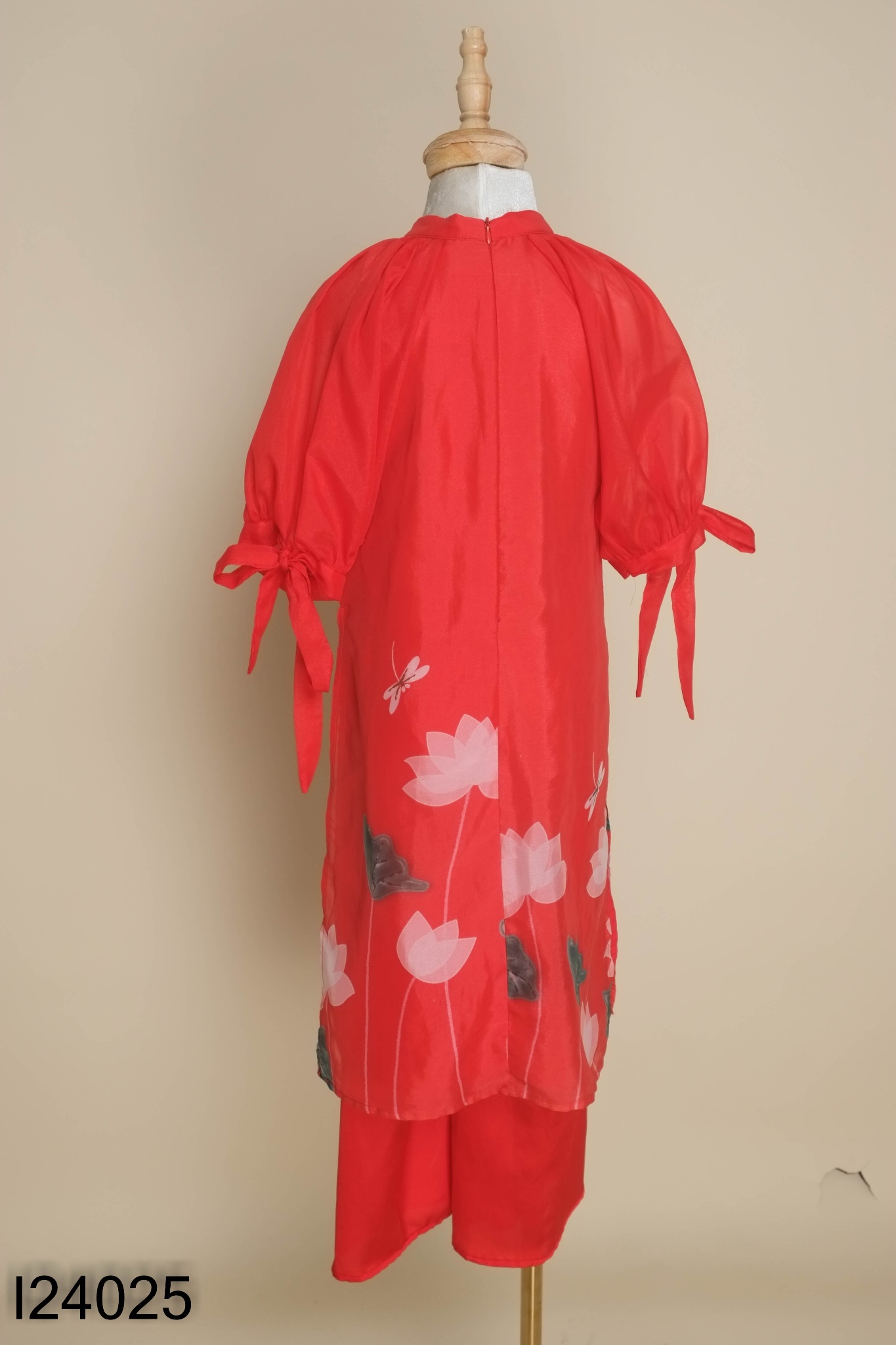 Set Áo dài đỏ hoa + quần KIDS