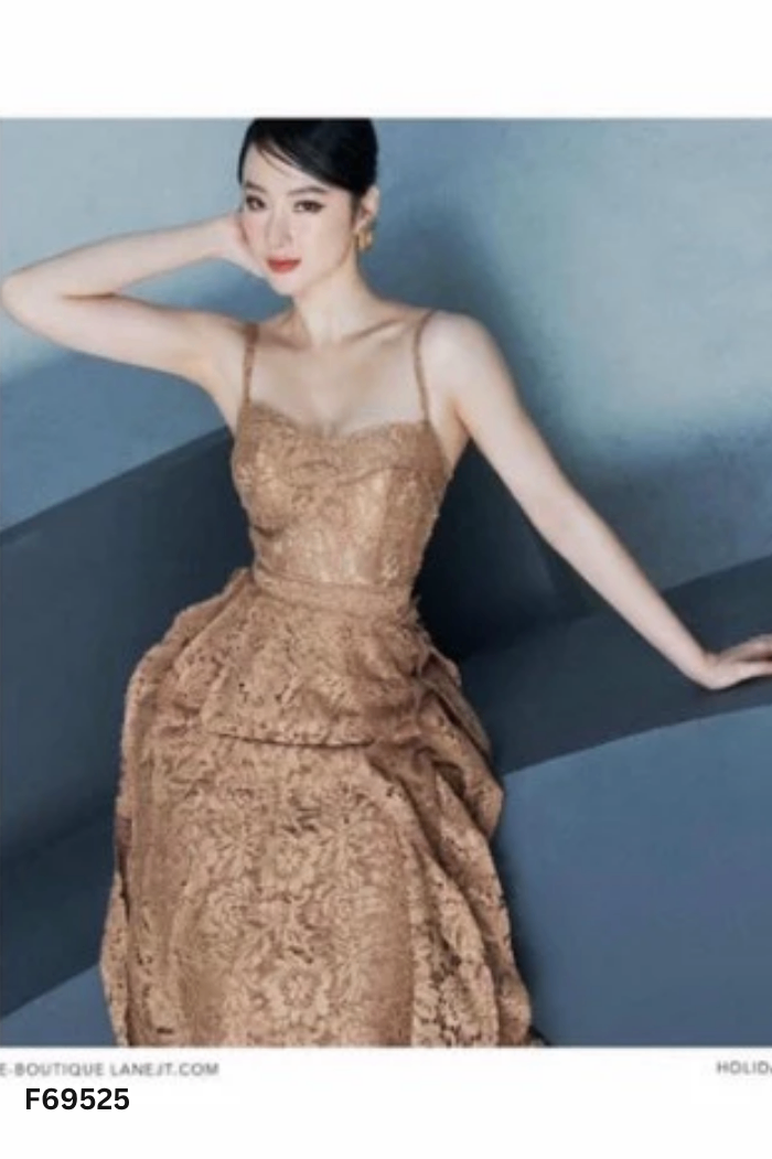 Váy hai dây LANE JT ren nâu
