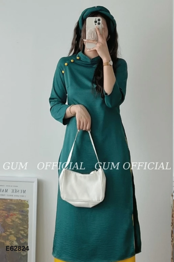 Áo dài lụa xanh lá