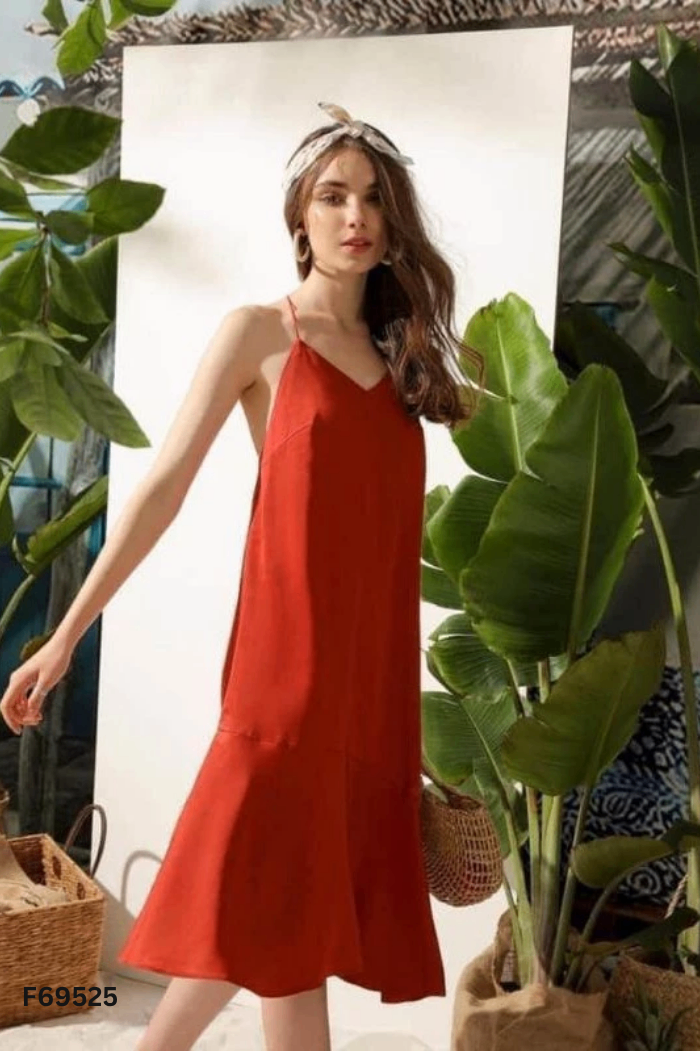 Váy hai dây ADORE DRESS lụa nâu