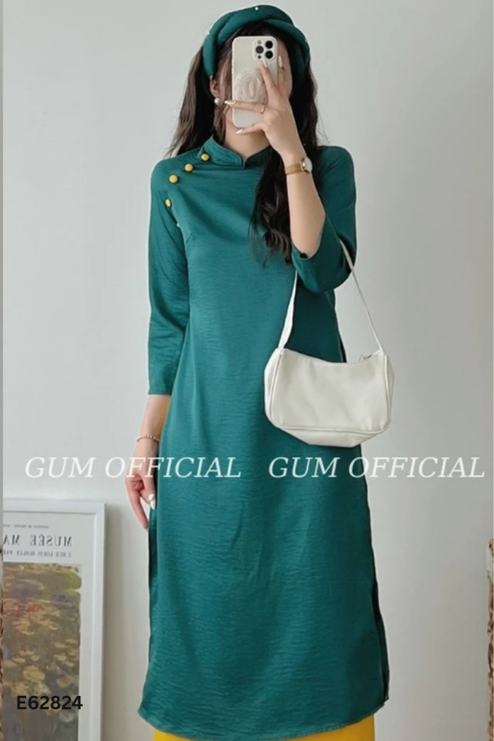 Áo dài lụa xanh lá