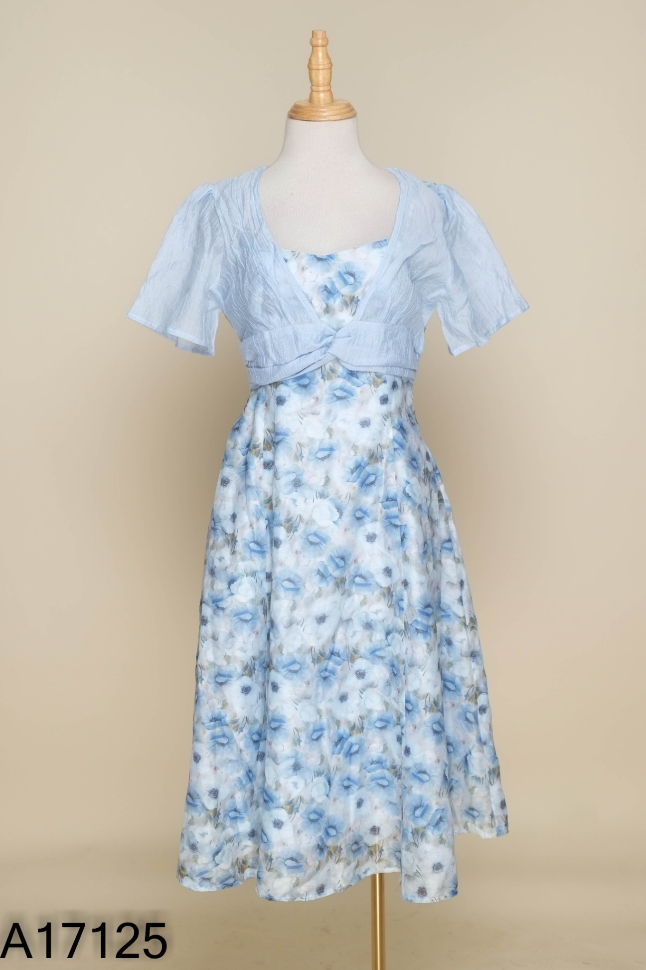 Váy xanh hoa HOA DESIGN xoắn ngực