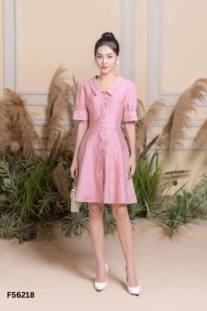 Váy 20AGAIN hồng cổ sơ mi