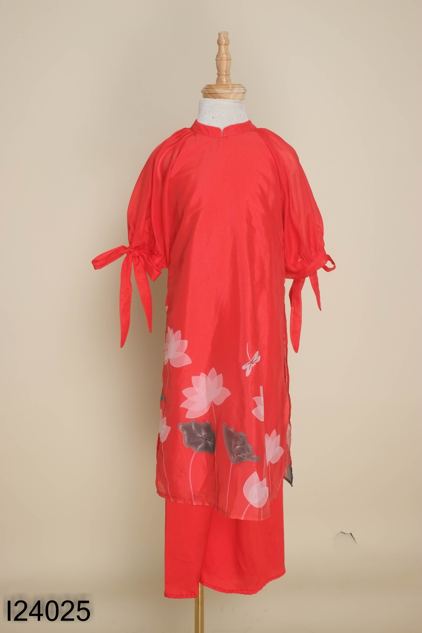 Set Áo dài đỏ hoa + quần KIDS