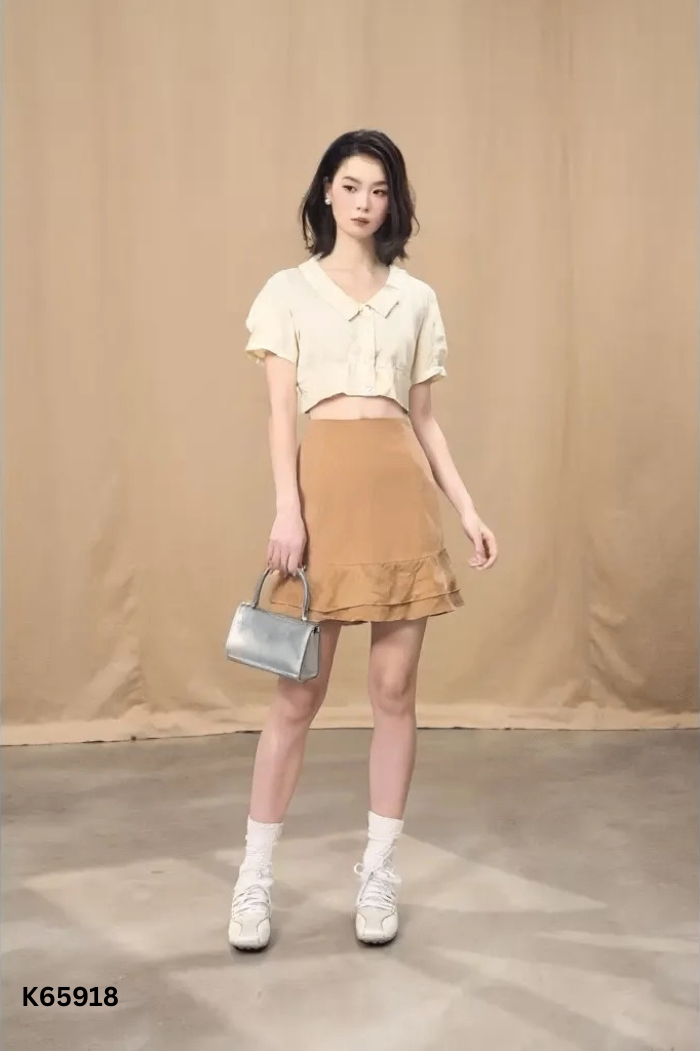 SET Áo MAY LOVES be + chân váy nâu