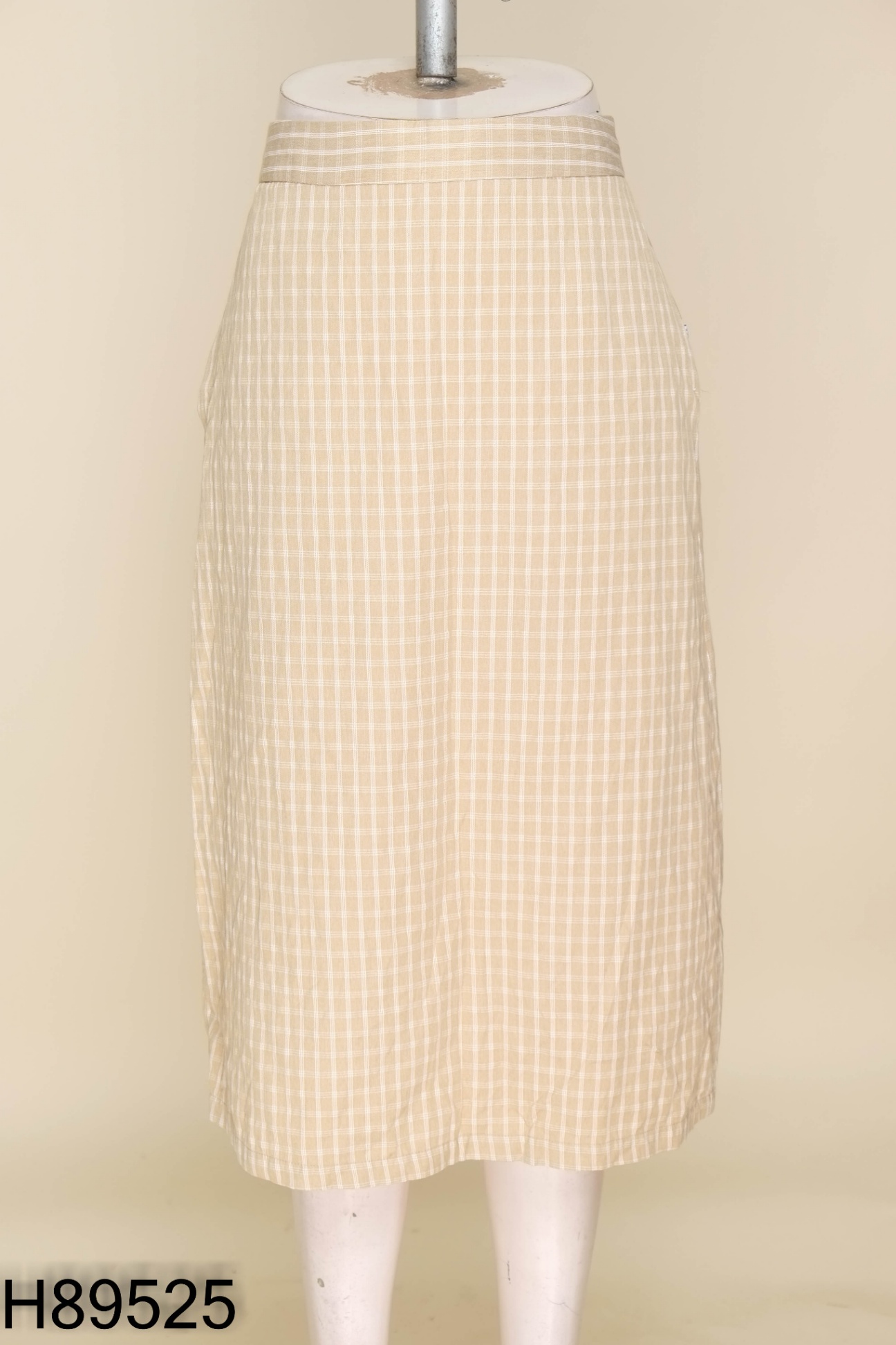 Chân váy 92WEAR nâu kẻ trắng
