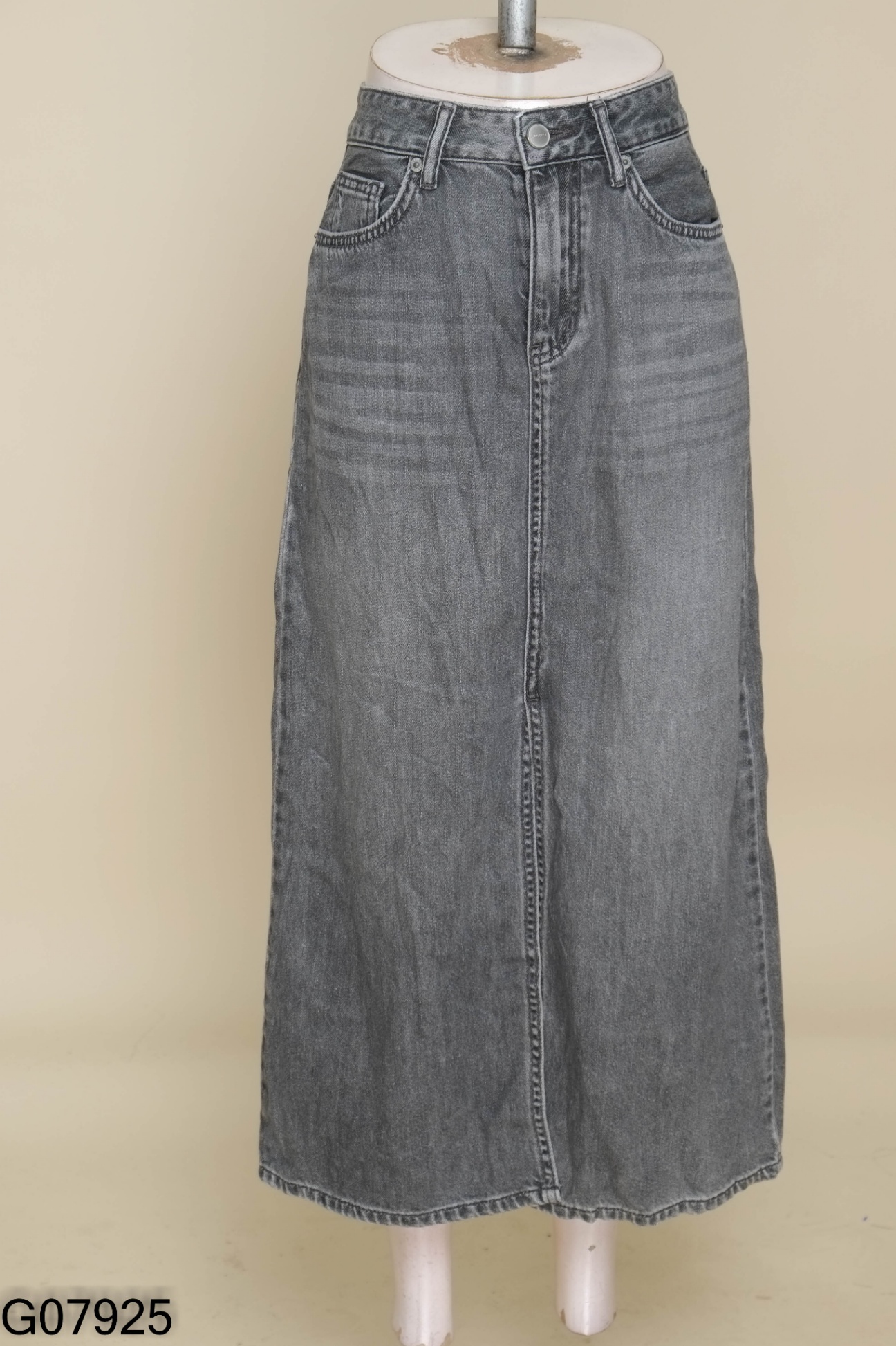 Chân váy jeans xám xẻ