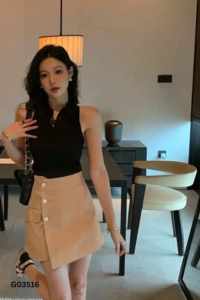 Quần shorts be vạt phối cúc