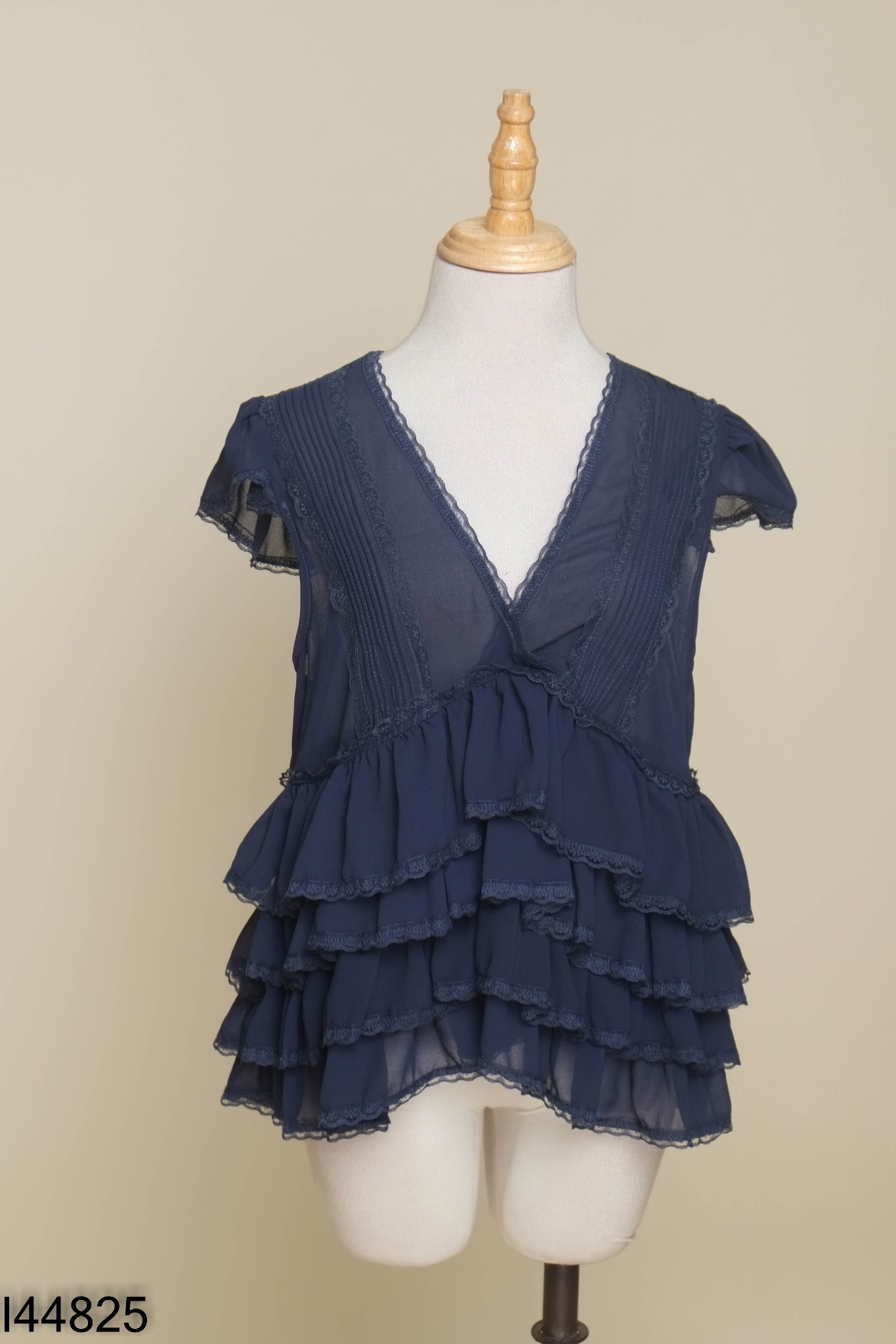Áo babydoll xanh than viền ren