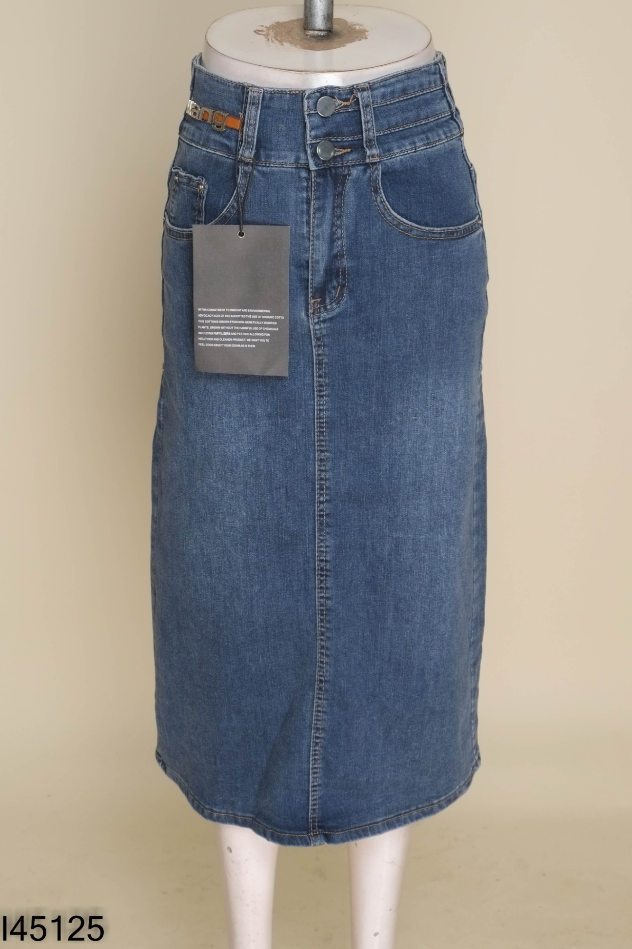 NEWTAG Chân váy jeans xanh trơn