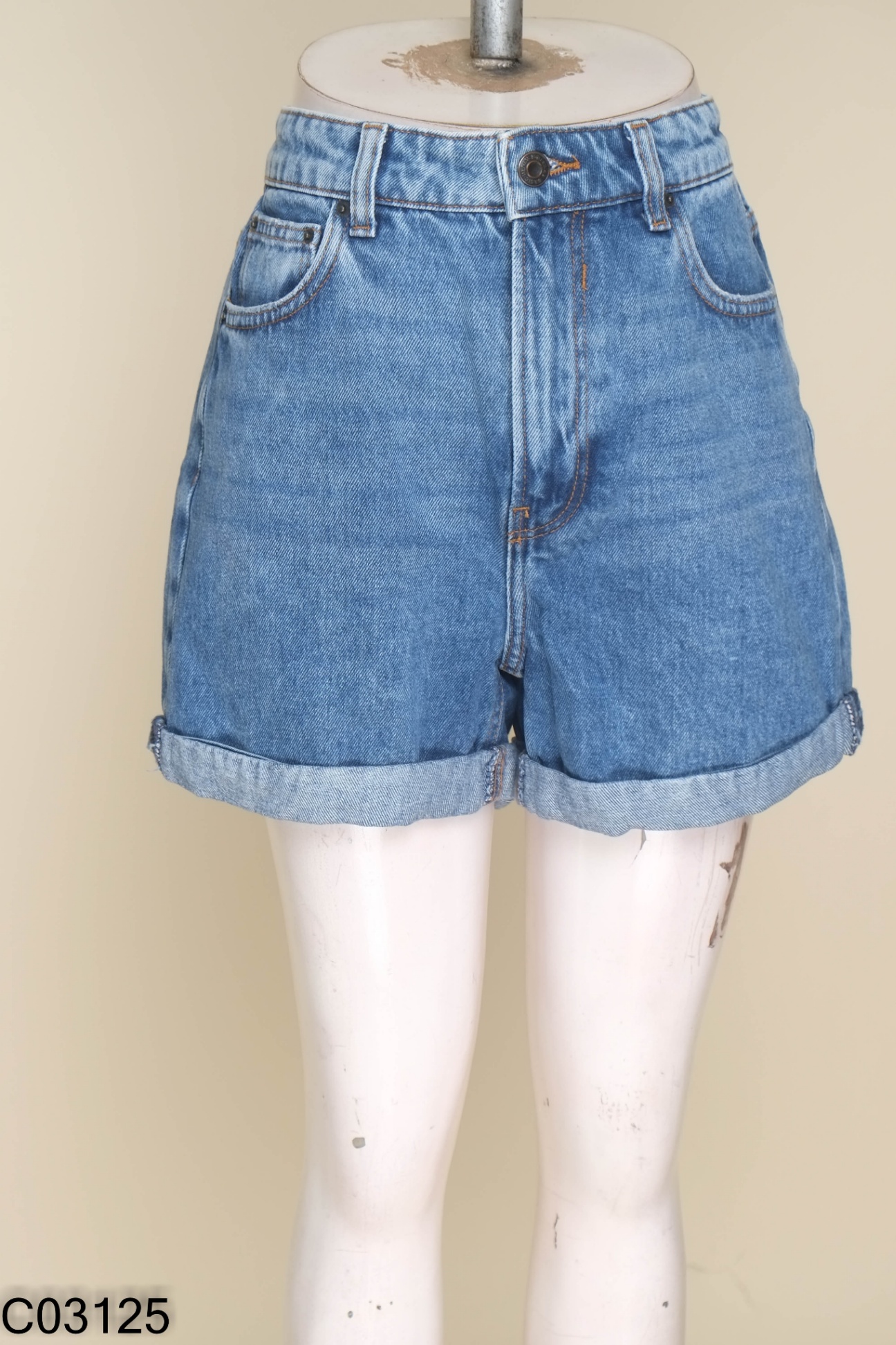 Quần short jean xanh