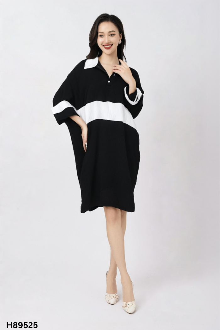 Váy đen phối trắng