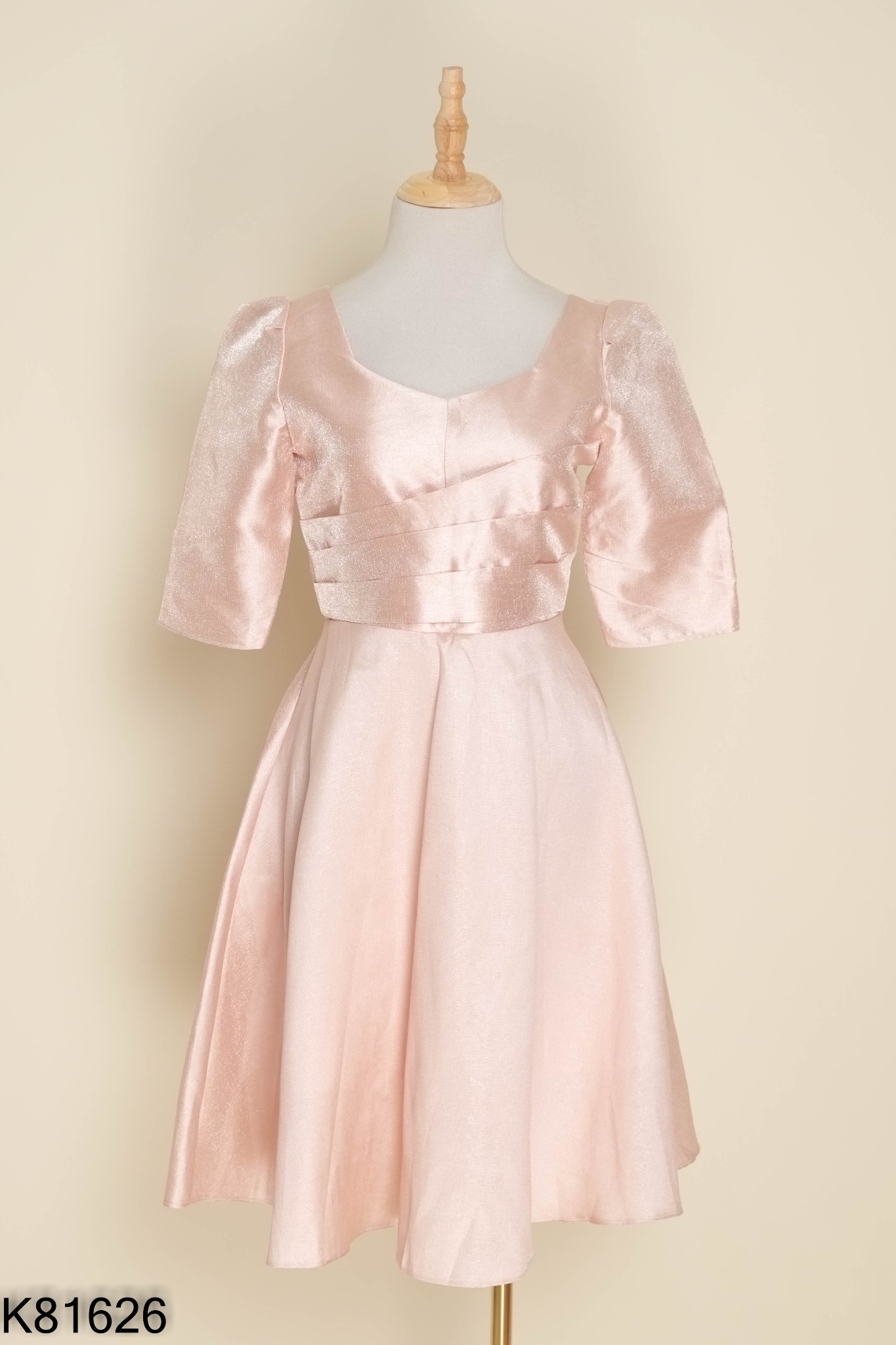 Váy taffta CHARME STORE hồng cổ vuông