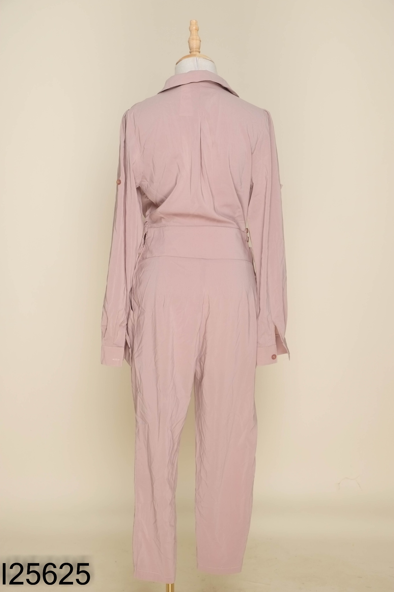Jumpsuits nâu be cổ bẻ