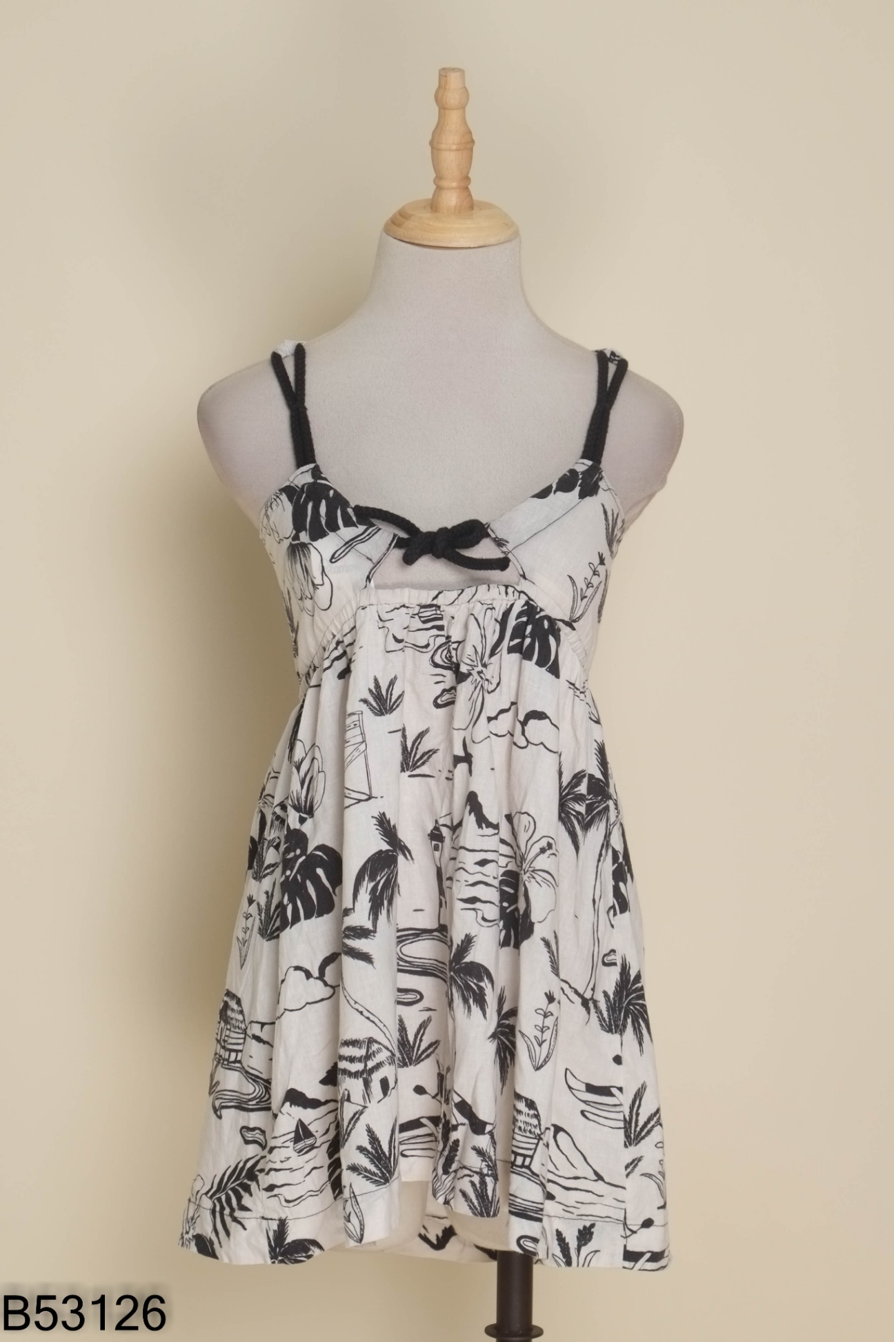 Váy linen be họa tiết đen KIDS