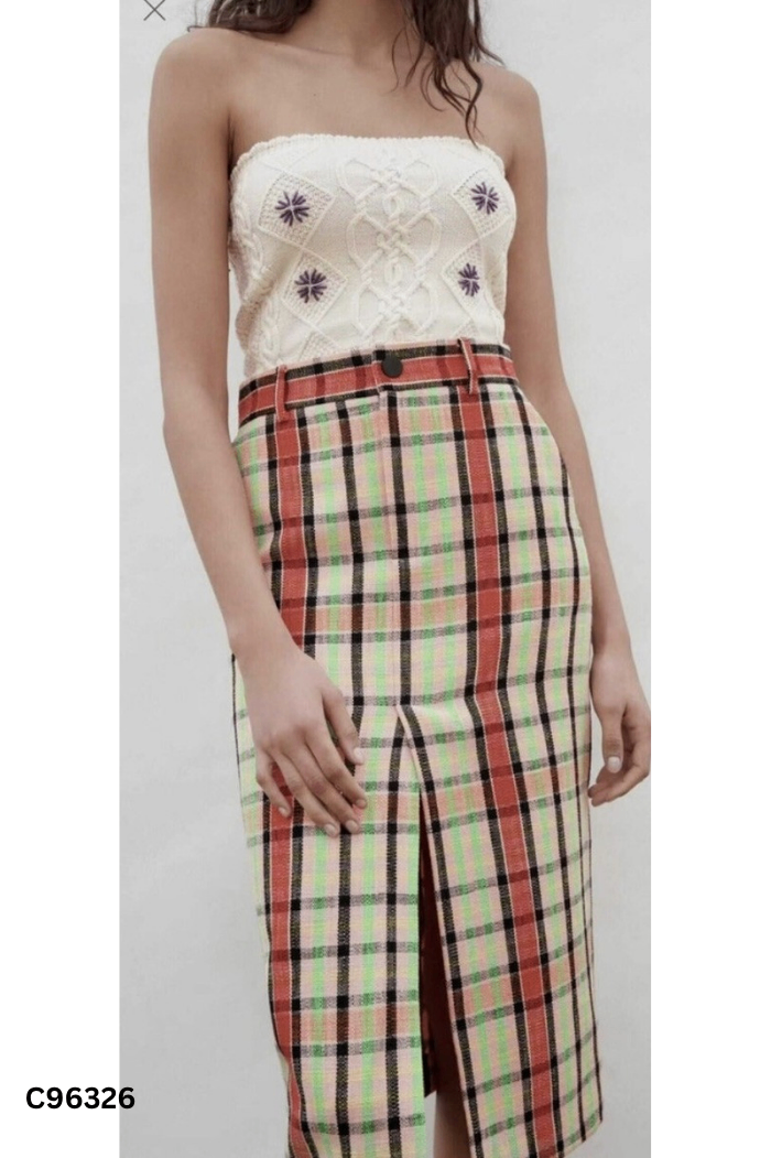 Chân váy ZARA hồng phối xanh