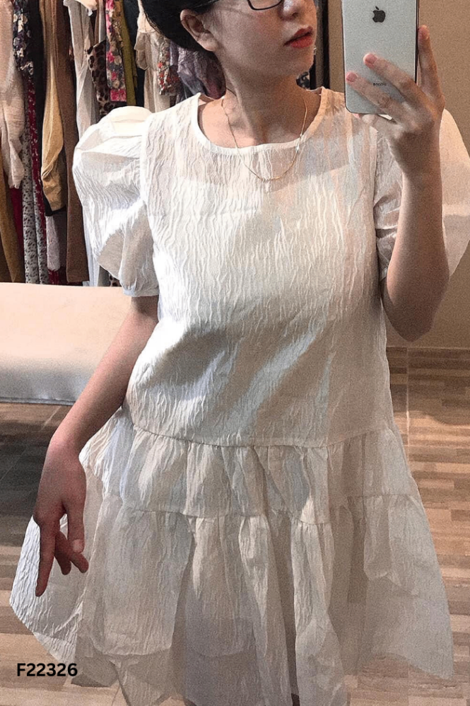 Váy chiffon be tay phồng (CÓ LÓT)